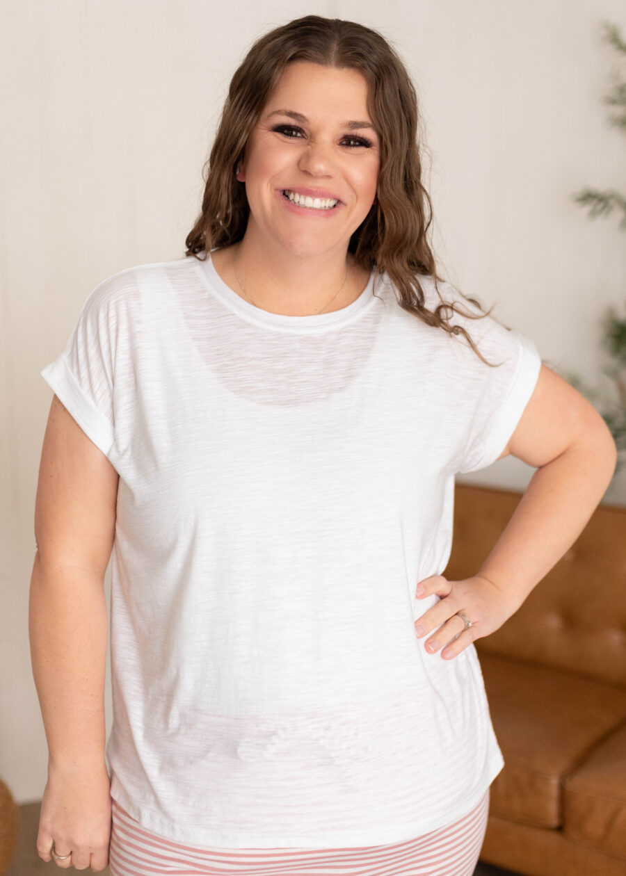 Nicole White Cap Sleeve Top