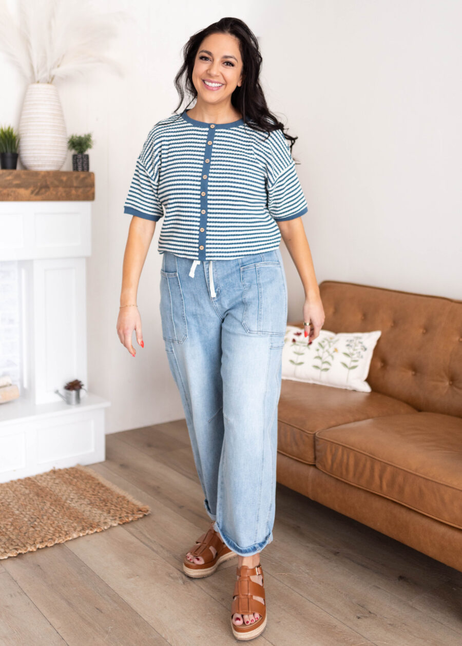 Nila Blue Stripe Cardigan