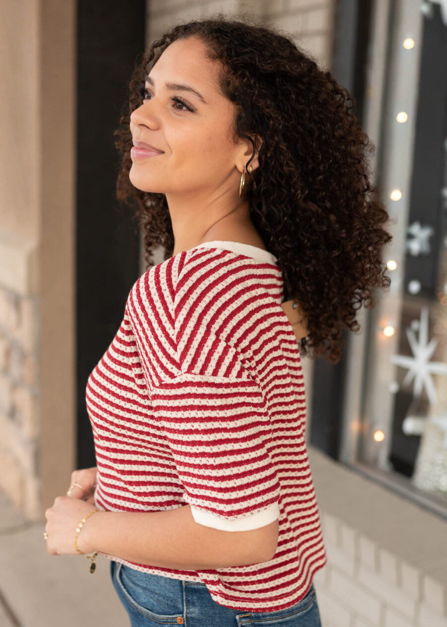 Nila Red Stripe Cardigan