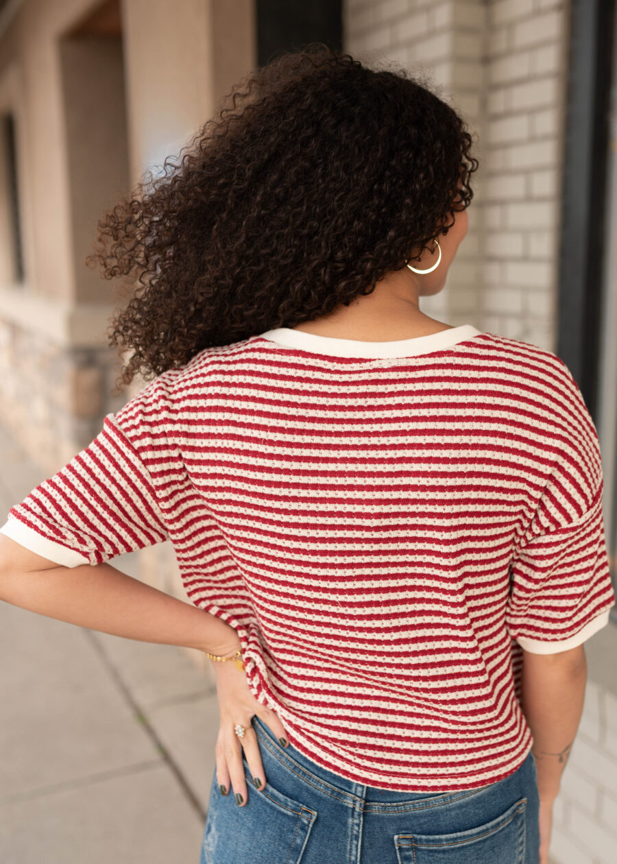 Nila Red Stripe Cardigan