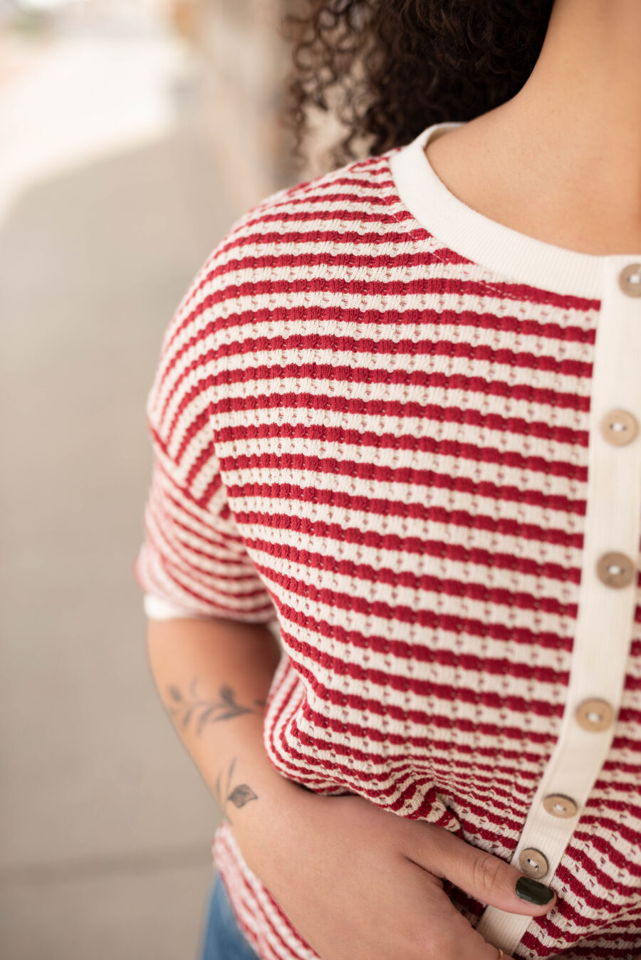 Nila Red Stripe Cardigan