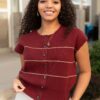 Nina Burgundy Stripe Sweater