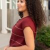 Nina Burgundy Stripe Sweater