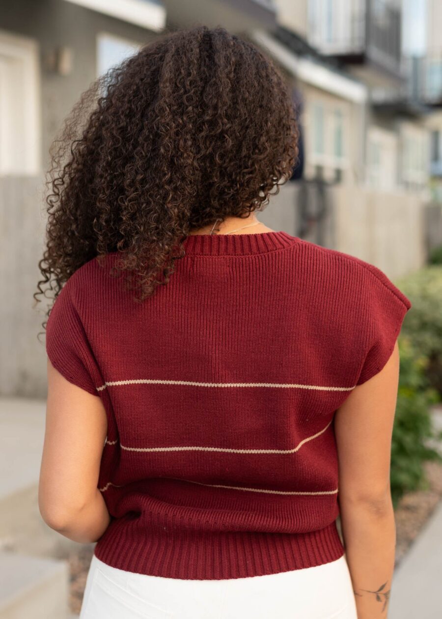 Nina Burgundy Stripe Sweater