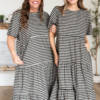 Nora Black Gingham Tiered Dress