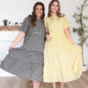 Nora Black Gingham Tiered Dress