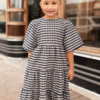 Nora Navy Gingham Tiered Little Girl Dress