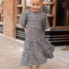 Nora Navy Gingham Tiered Little Girl Dress