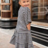 Nora Navy Gingham Tiered Little Girl Dress