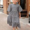 Nora Navy Gingham Tiered Little Girl Dress