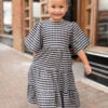 Nora Navy Gingham Tiered Little Girl Dress