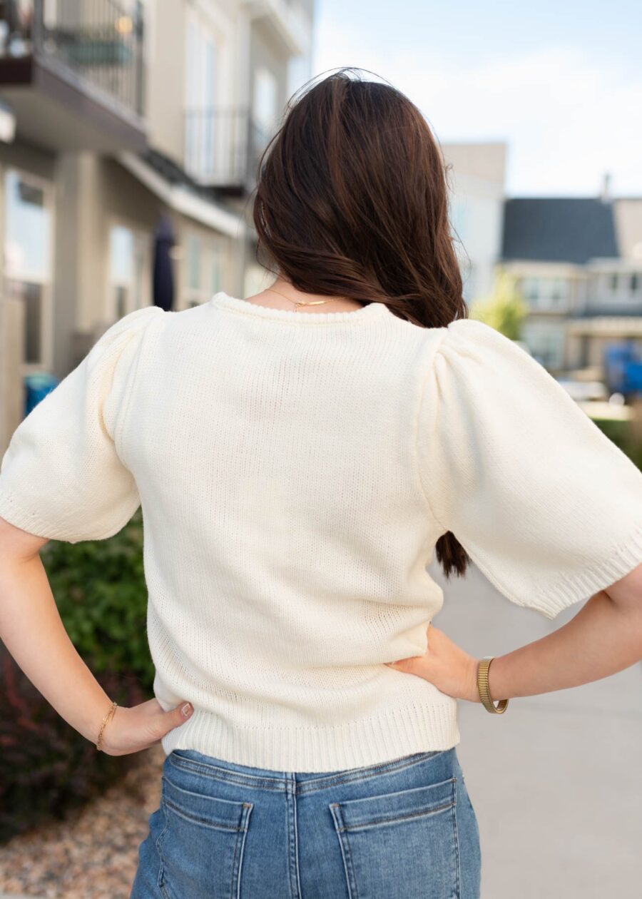 Nora Ivory Embroidered Top