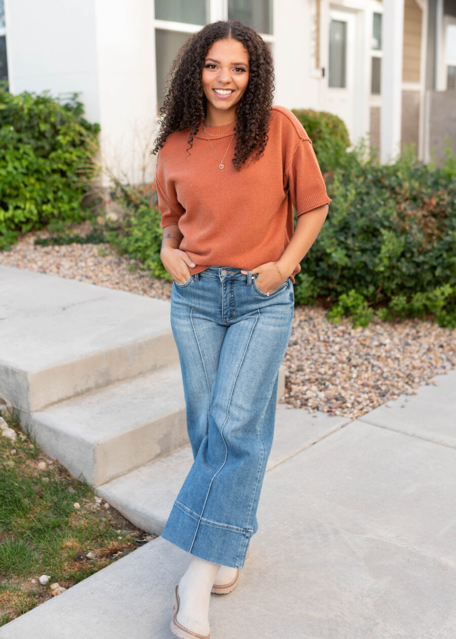 Norah Cinnamon Short Sleeve Sweater