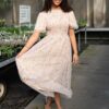 Nylah Blush Floral Mesh Dress