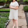 Paedyn White Textured Tie Dress