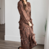 Paige Mahogany Floral Tiered Dress