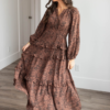 Paige Mahogany Floral Tiered Dress