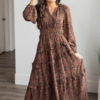 Paige Mahogany Floral Tiered Dress
