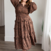 Paige Mahogany Floral Tiered Dress