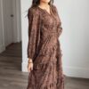 Paige Mahogany Floral Tiered Dress