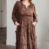 Paige Mahogany Floral Tiered Dress