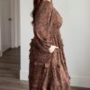 Paige Mahogany Floral Tiered Dress