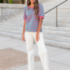 Patty Pink and Teal Striped Top