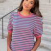 Patty Pink and Teal Striped Top