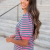 Patty Pink and Teal Striped Top