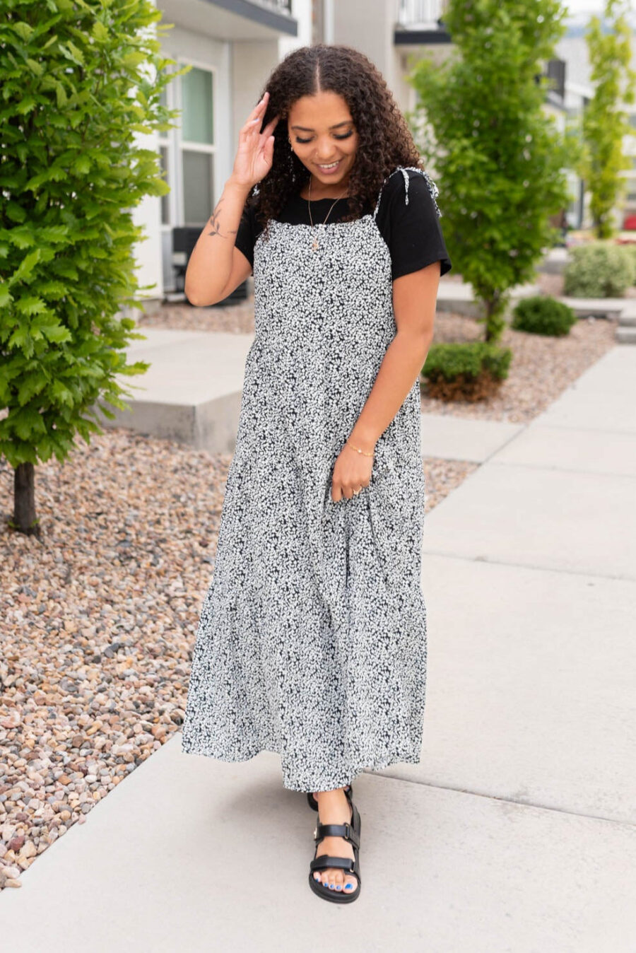 Pauline Navy Floral Tied Dress