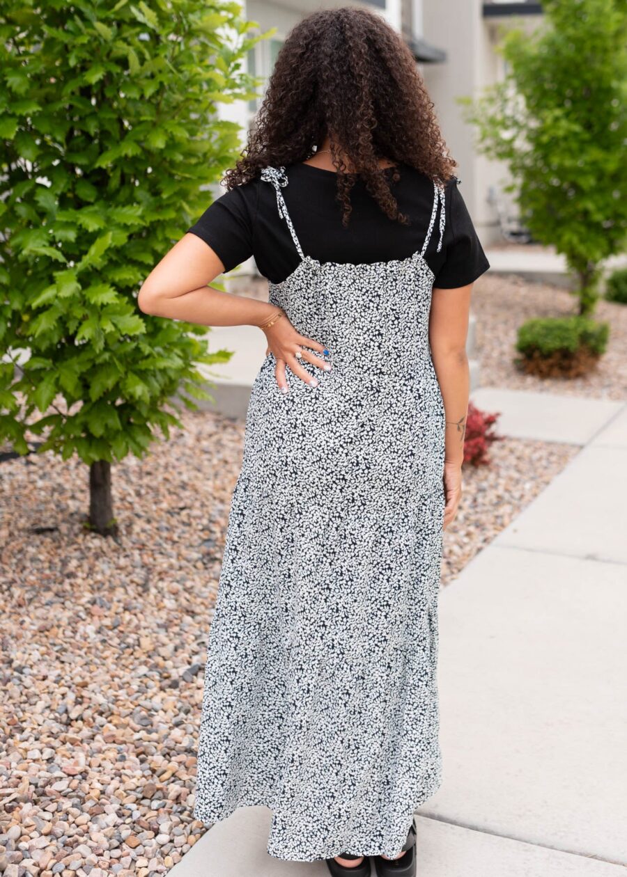 Pauline Navy Floral Tied Dress