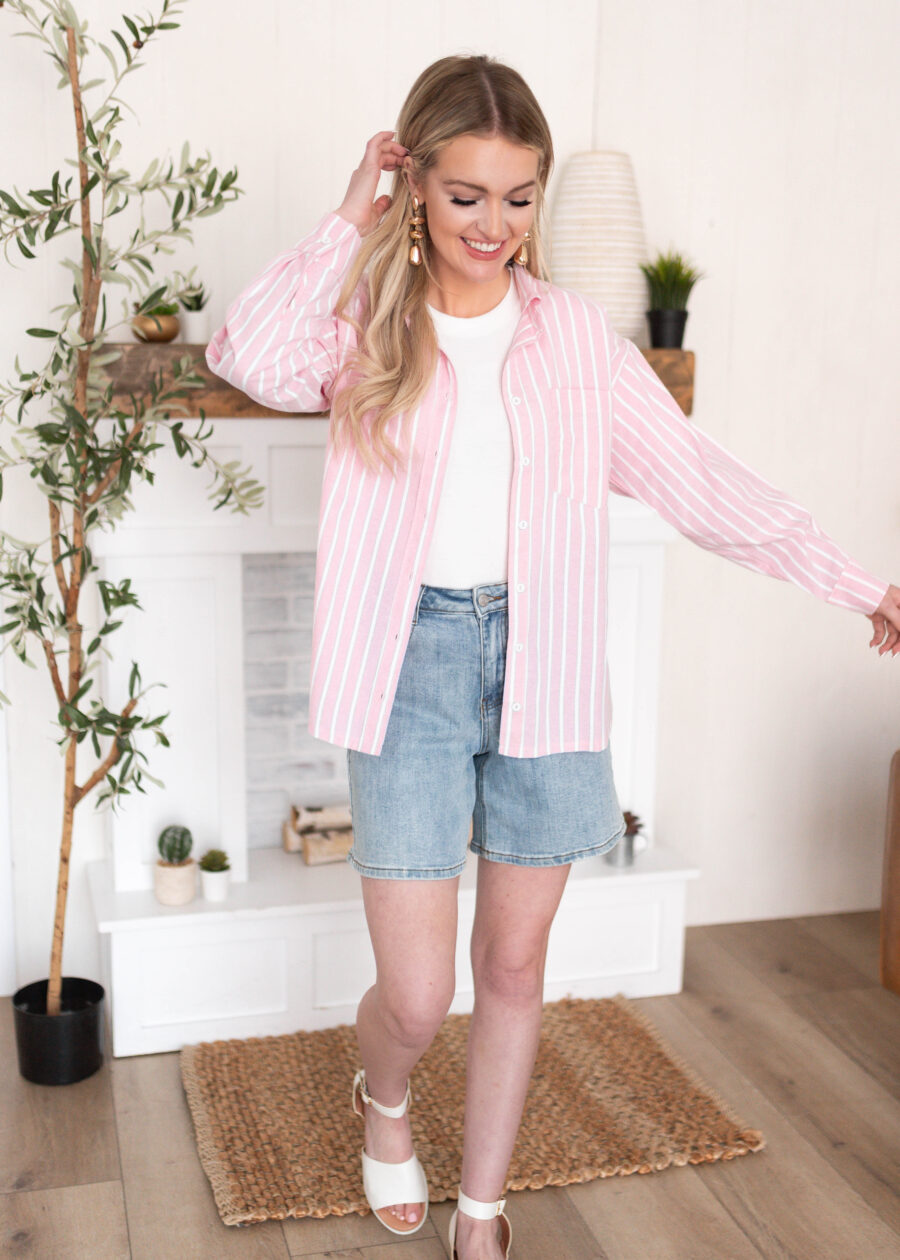 Payton Pink Button Up Top