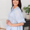 Pemberly Light Blue Striped Top