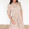 Railee Taupe Floral Button Down Dress