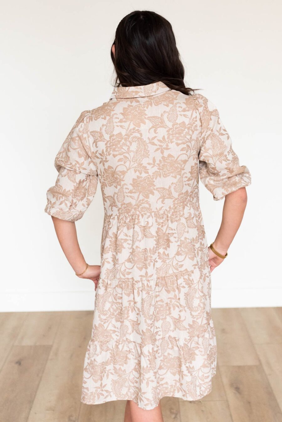 Railee Taupe Floral Button Down Dress
