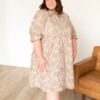 Railee Taupe Floral Button Down Dress
