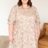 Railee Taupe Floral Button Down Dress