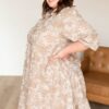 Railee Taupe Floral Button Down Dress