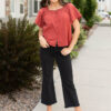 Randy Black Frayed Bootcut Pants