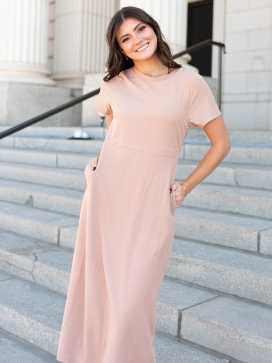 Raylee Taupe Ribbed Dress