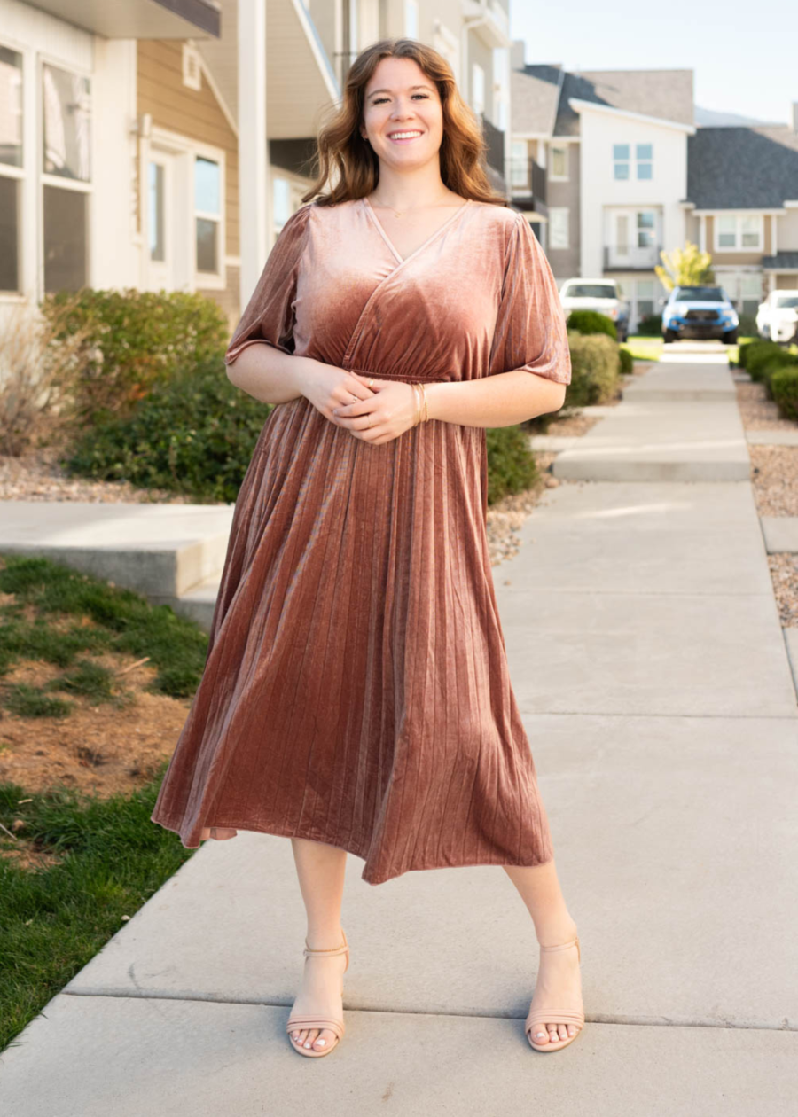 Reannah Dusty Rose Velvet Dress