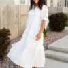 Reina White Gingham Dress