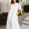 Reina White Gingham Dress