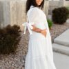Reina White Gingham Dress
