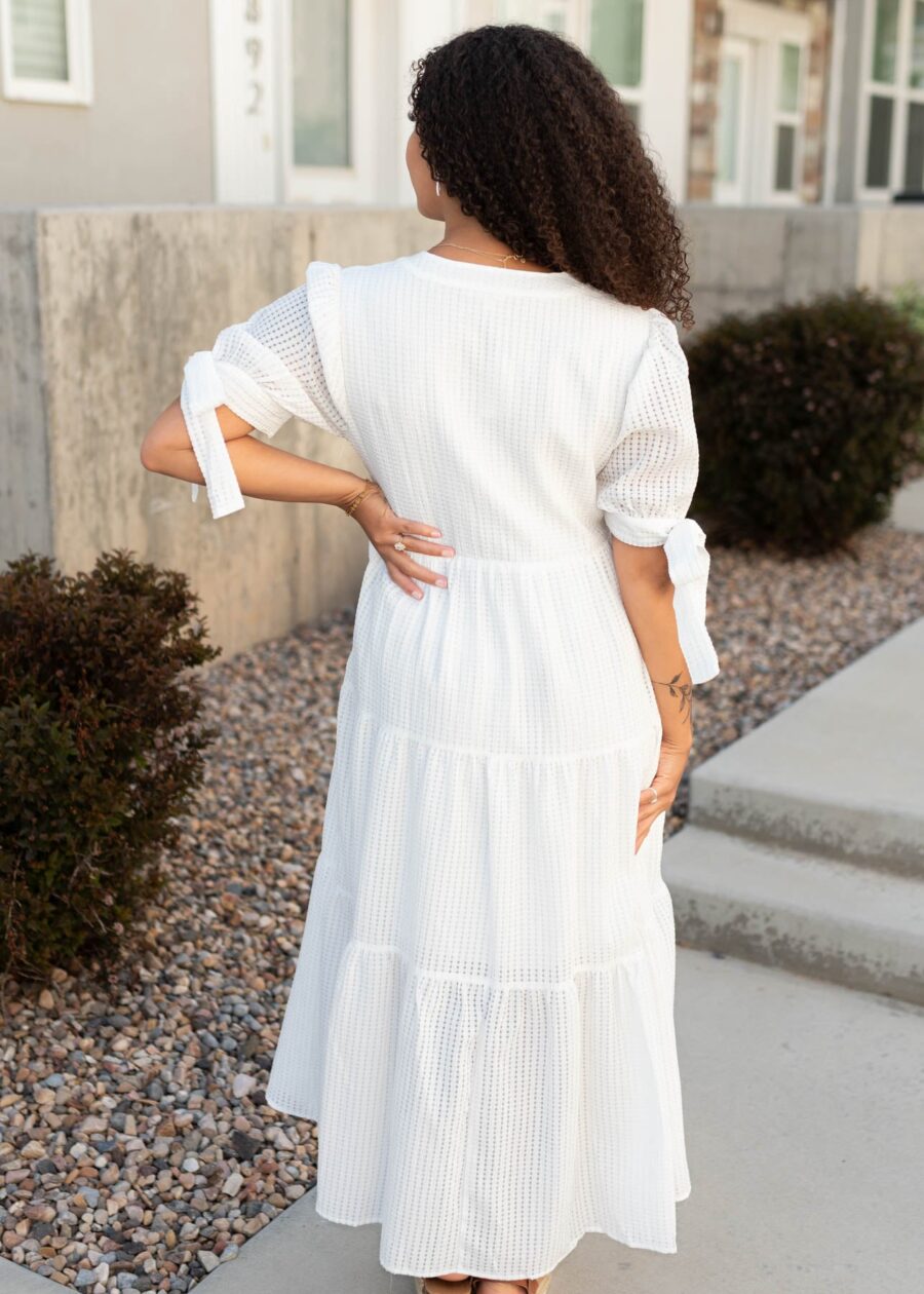 Reina White Gingham Dress
