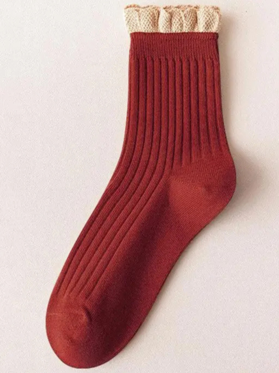 Renee Rust Ruffle Socks