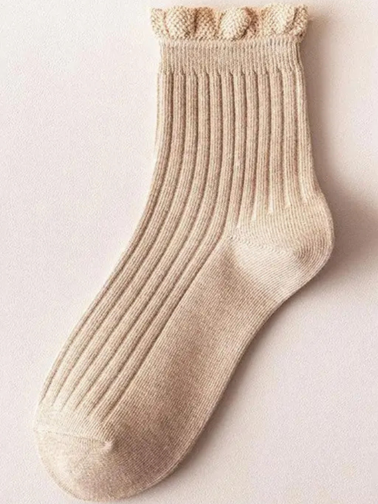 Renee Taupe Ruffle Socks