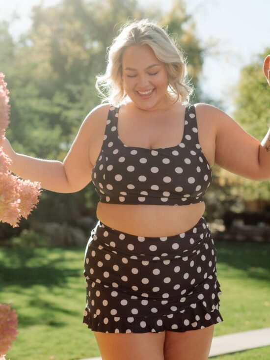Retro Dot Ruffle Skirt w/ Bottoms