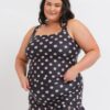 Retro Dot Square Neck Tankini Top