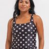 Retro Dot Square Neck Tankini Top